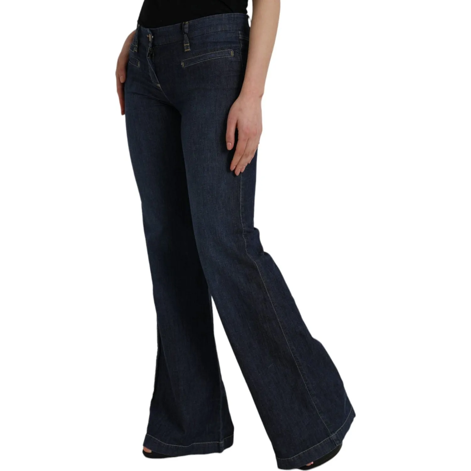 PLEIN SUD Dark Blue Cotton Bootcut Denim Jeans