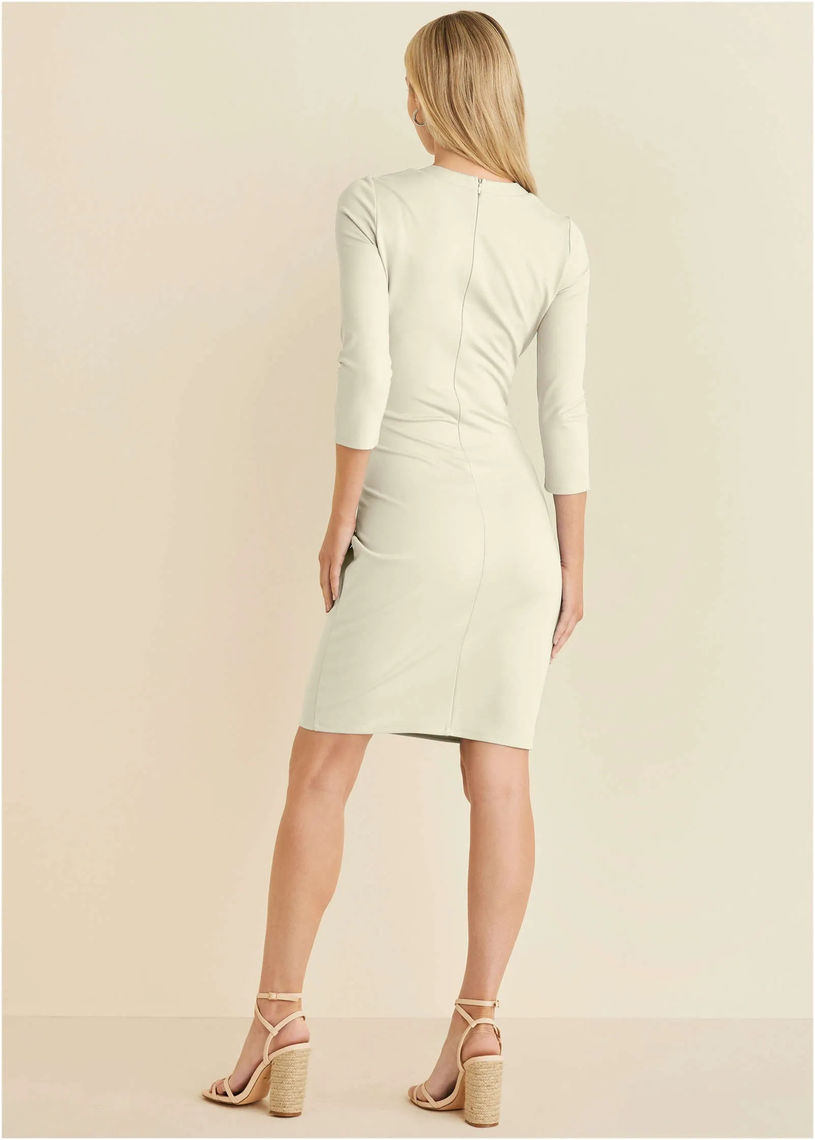 Ponte Tie Waist Dress - Cream