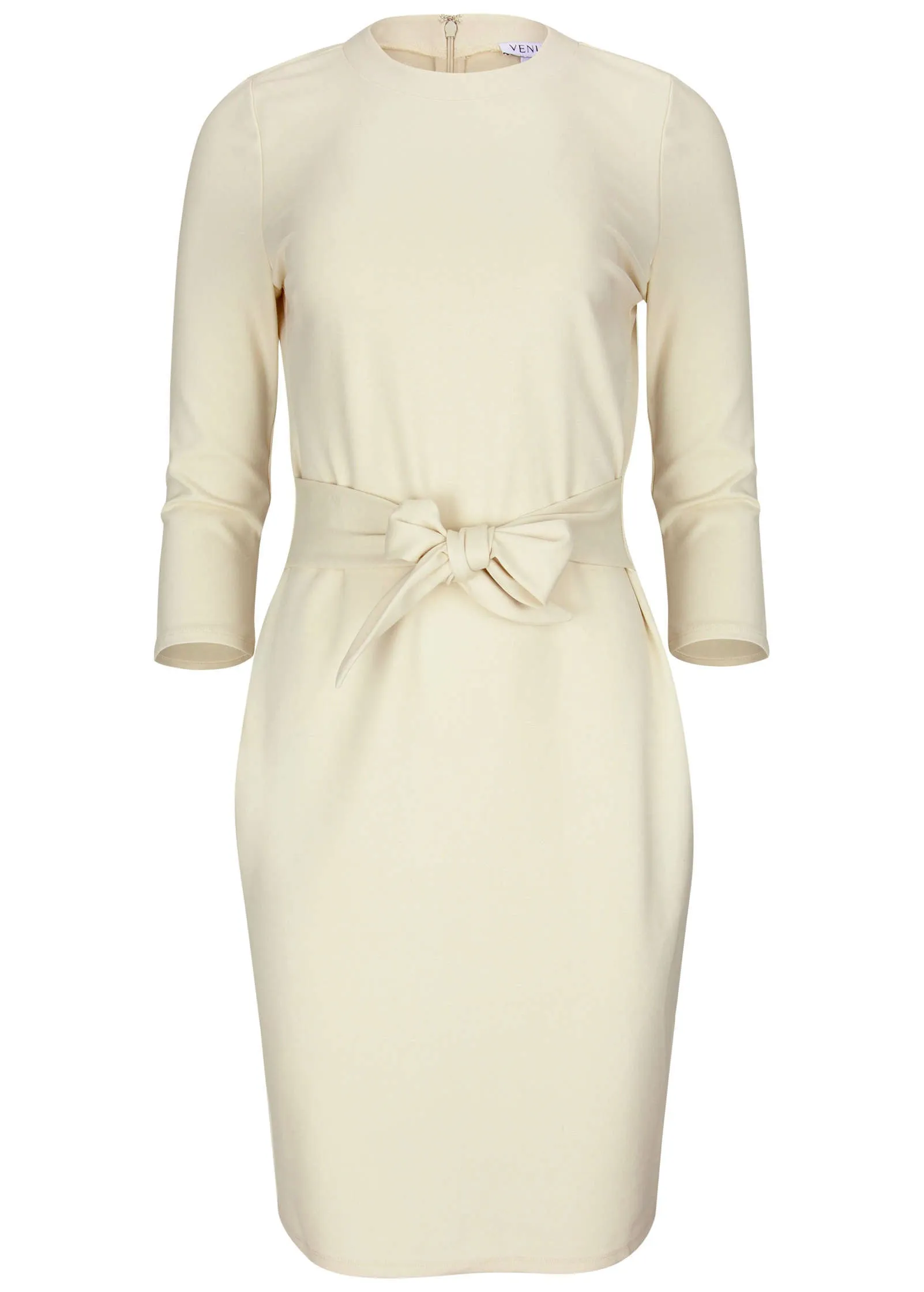 Ponte Tie Waist Dress - Cream