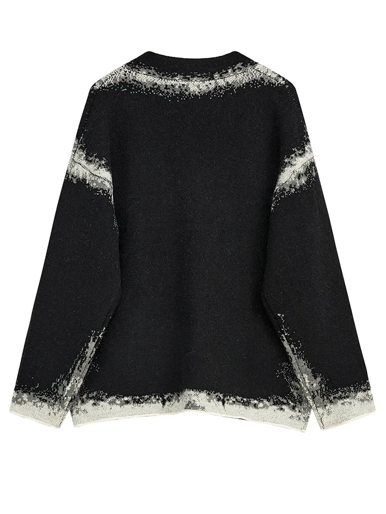 Pre Order:  Black Acid Dye Loose Knit Cardigan