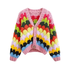 Pre Order:  Colorful Bohemian Handmade Bulky Cardigan