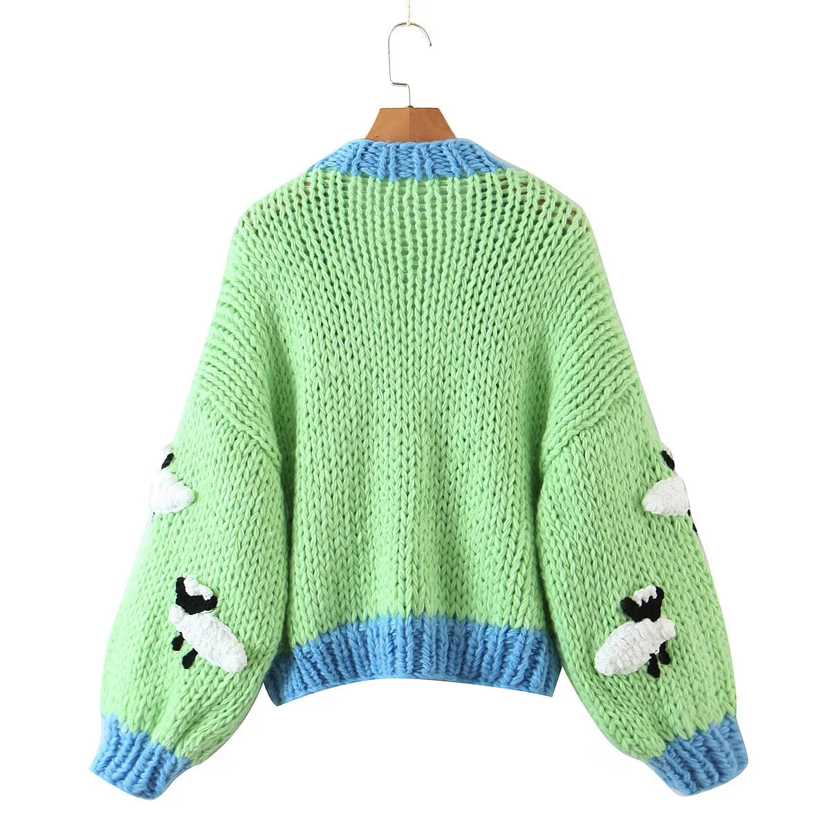 Pre Order:  Little Sheep Coarse Needle Knitted Long Sleeve Cardigan