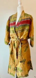 Quilted Cotton Kimono Duster Is Unusual and Colorful  (Yellow)