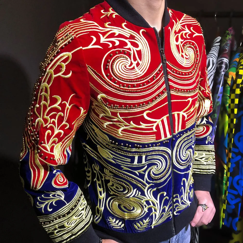 Red Embroidery Decoration Costume Jacket