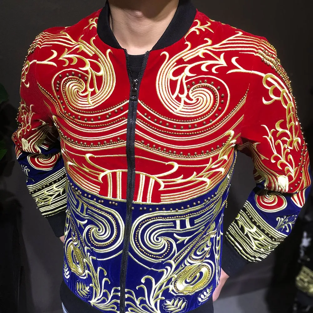 Red Embroidery Decoration Costume Jacket