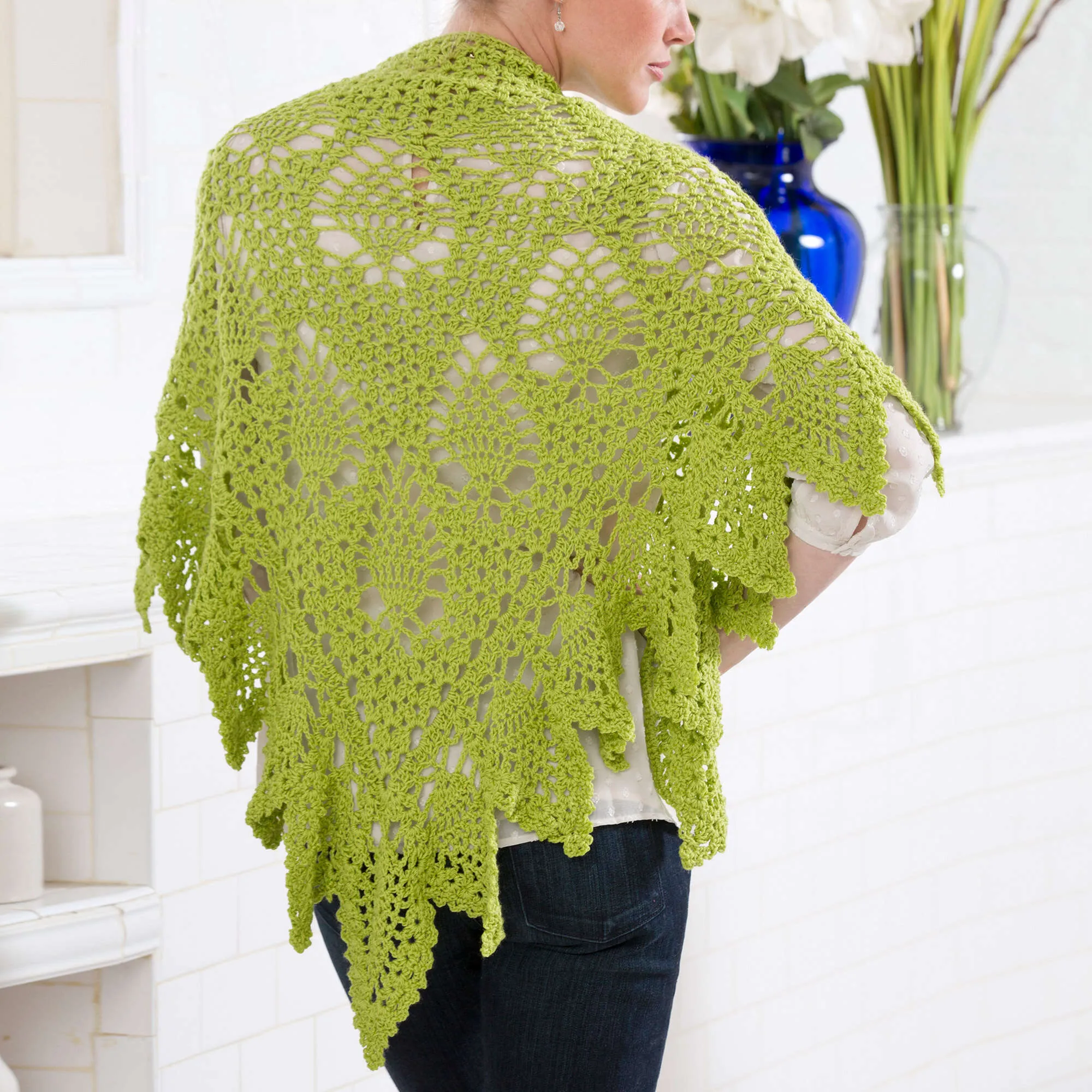 Red Heart Crochet Romantic Pineapple Shawl