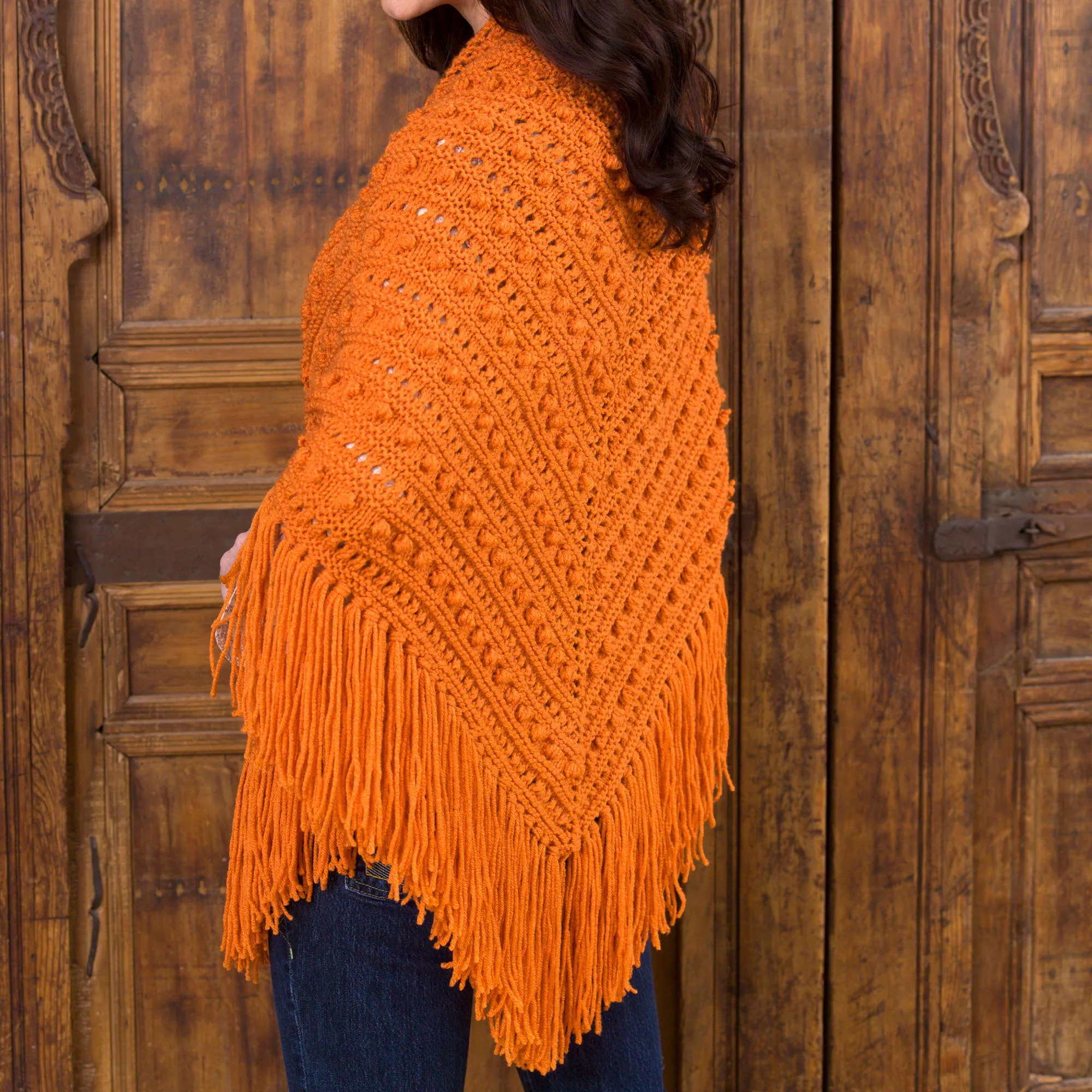 Red Heart Knit Popcorn Shawl