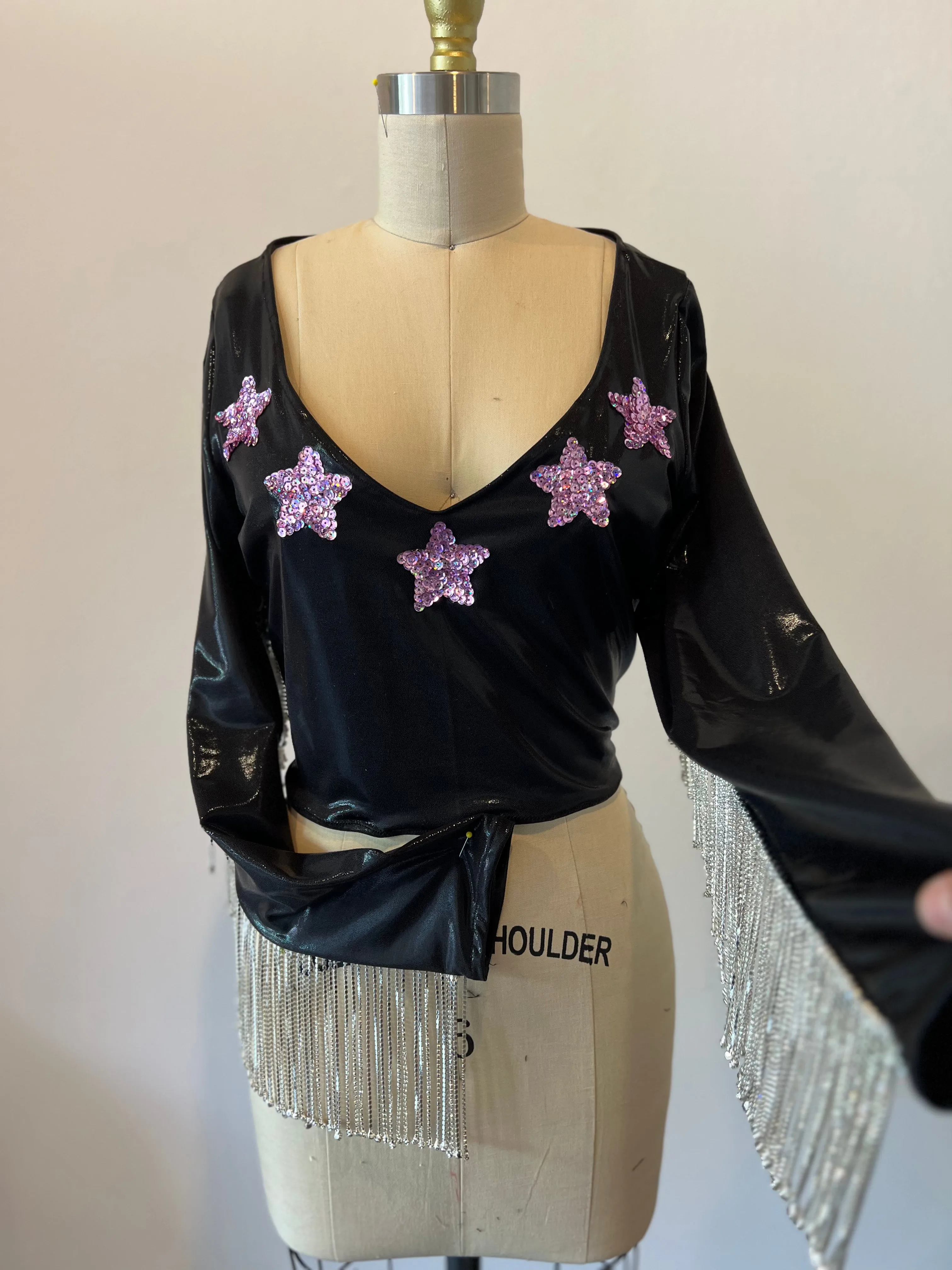 Rhinestone Cowgirl Blouse with Rhinestone Fringe