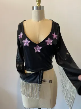 Rhinestone Cowgirl Blouse with Rhinestone Fringe