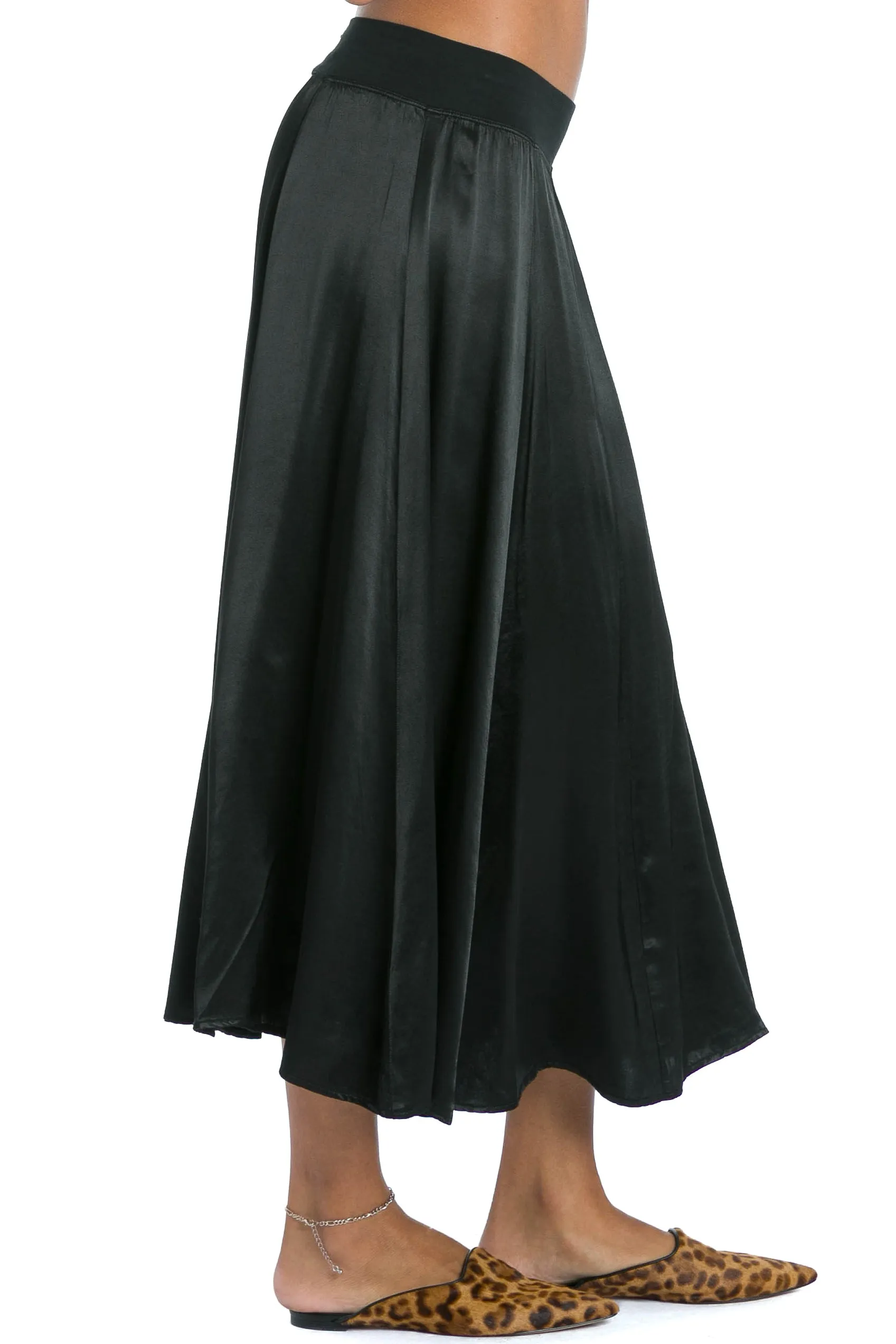 Satin Princess Panel Midi Skirt