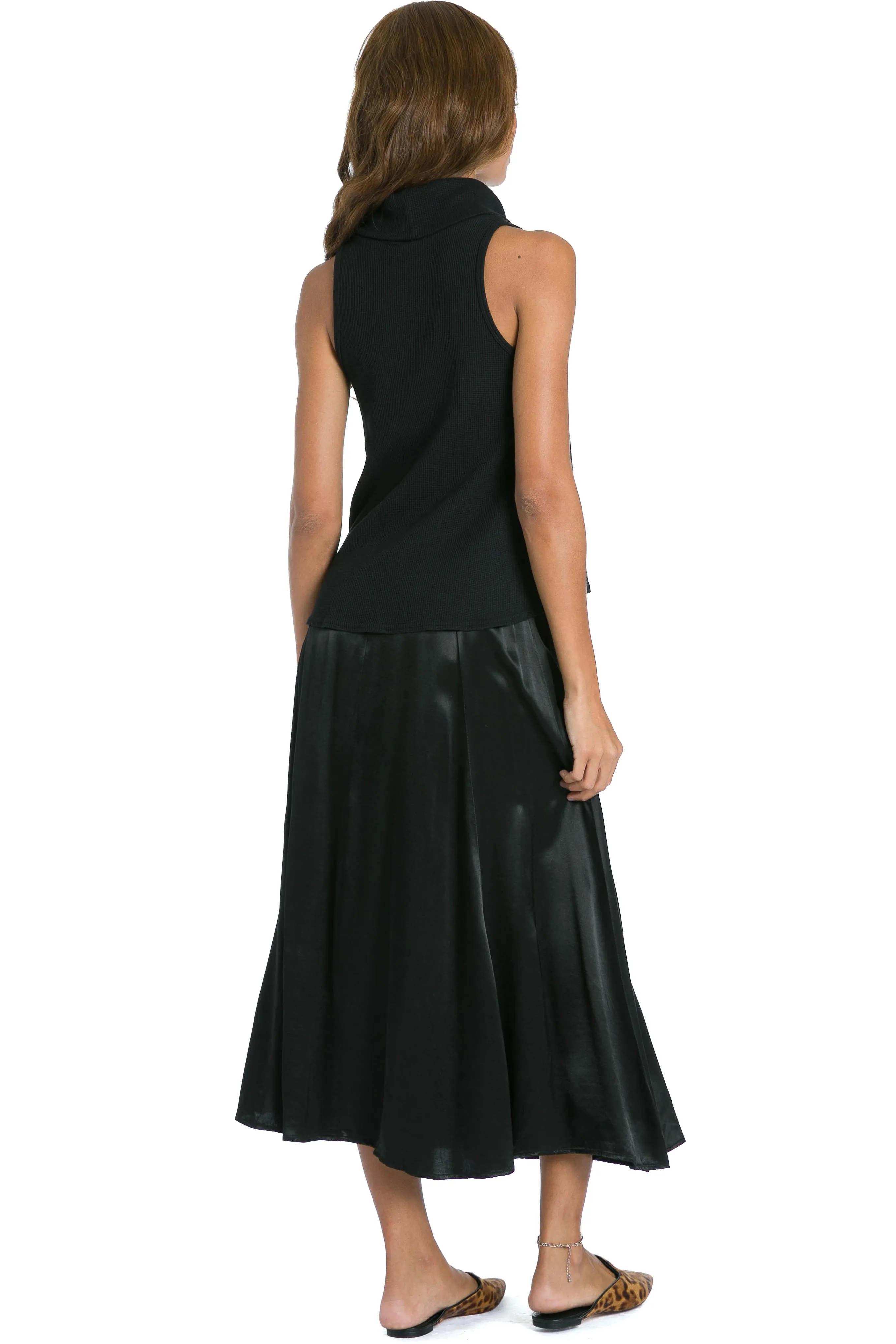 Satin Princess Panel Midi Skirt