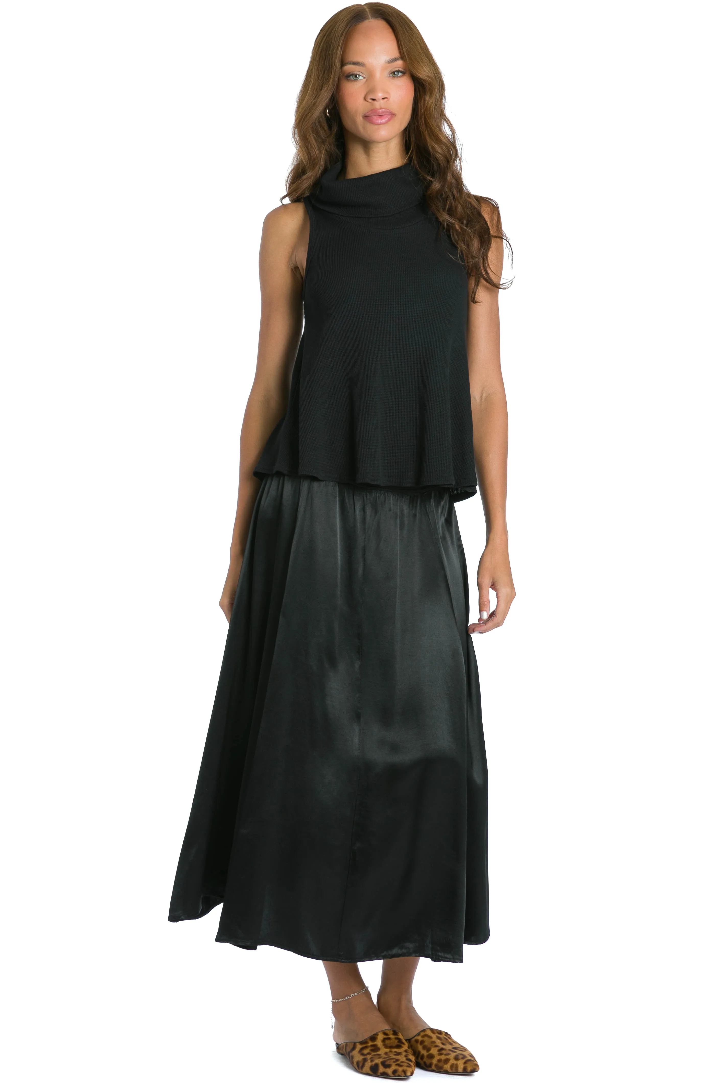 Satin Princess Panel Midi Skirt