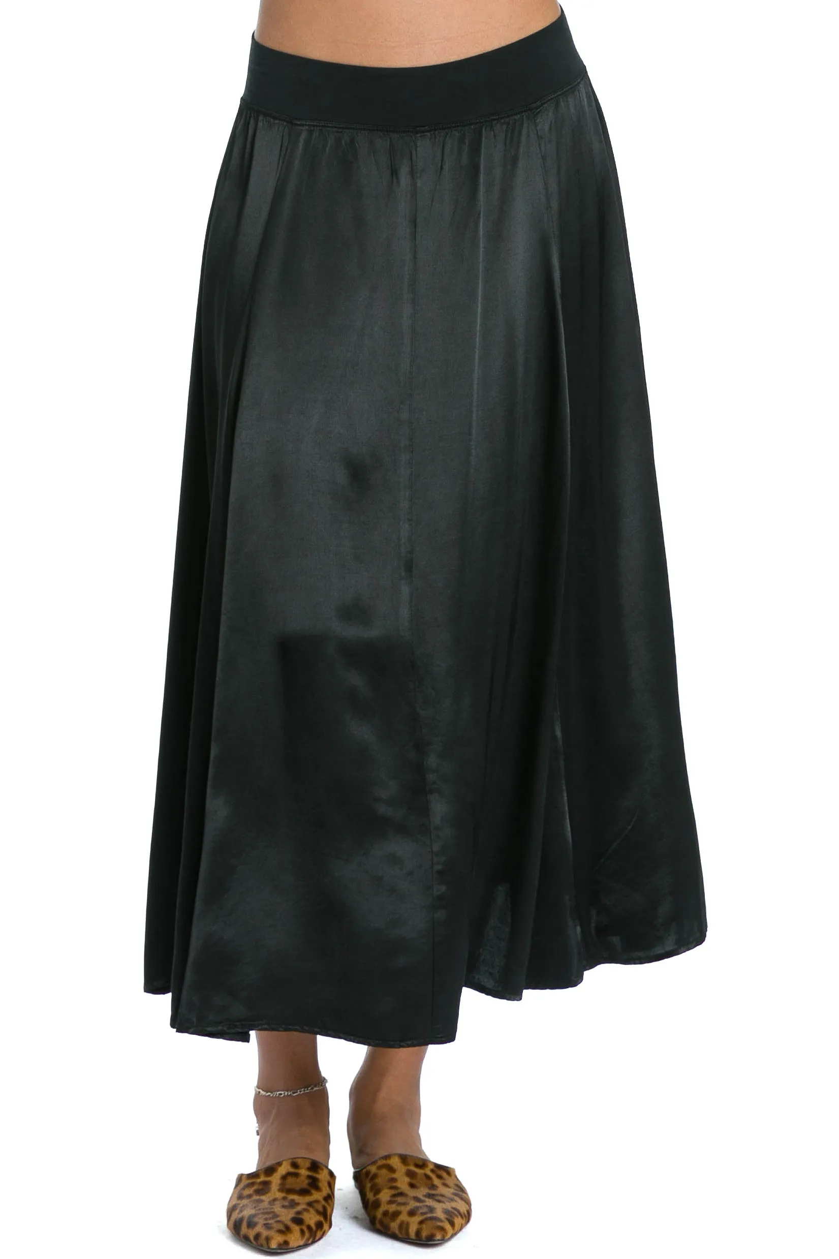 Satin Princess Panel Midi Skirt