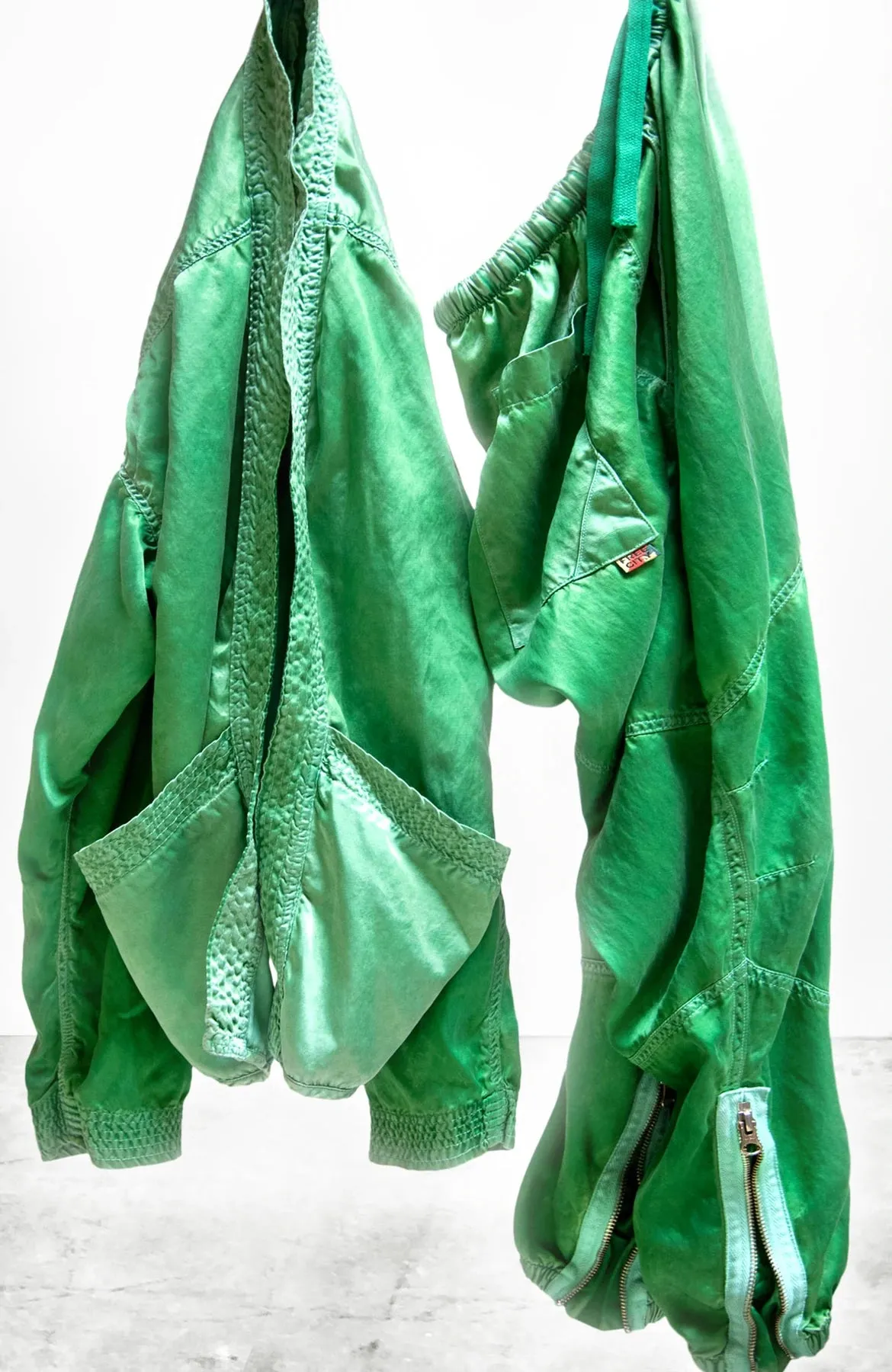 Satin/Glass Kimono Jacket - Glowlight Green