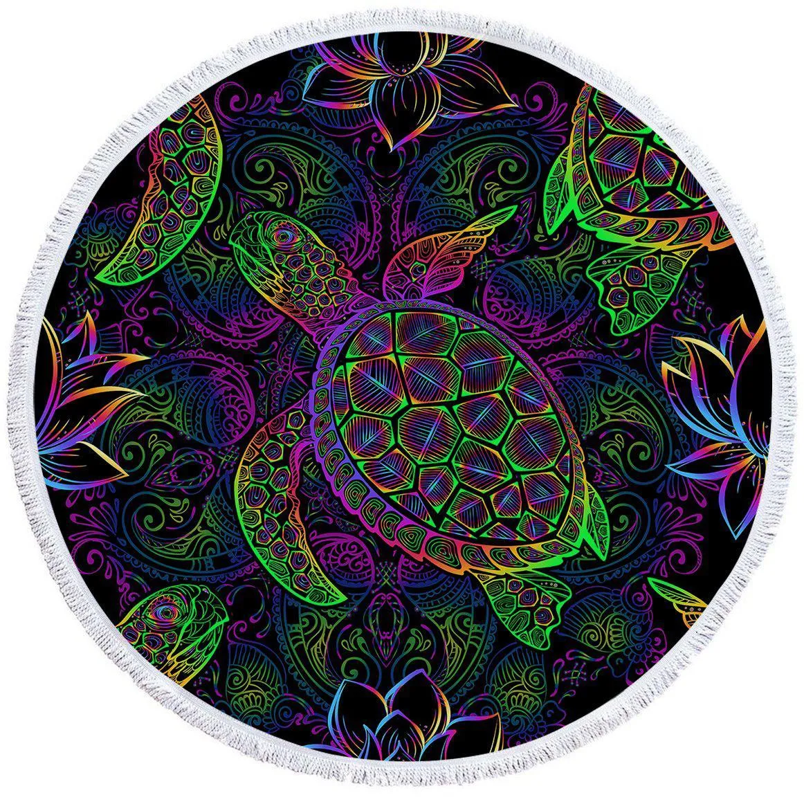 Sea Turtle Mysteries Round Beach Towel