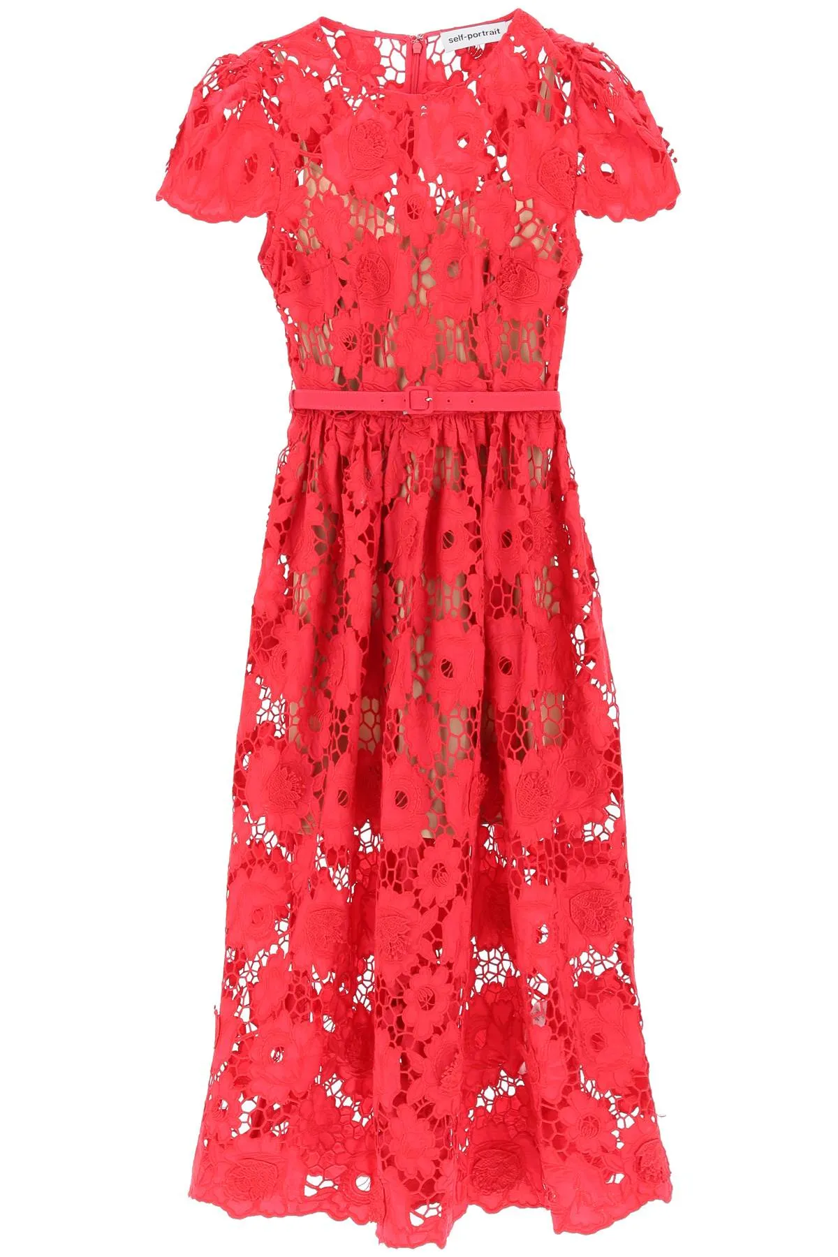 Self portrait 'poppy' midi dress in 3d floral lace