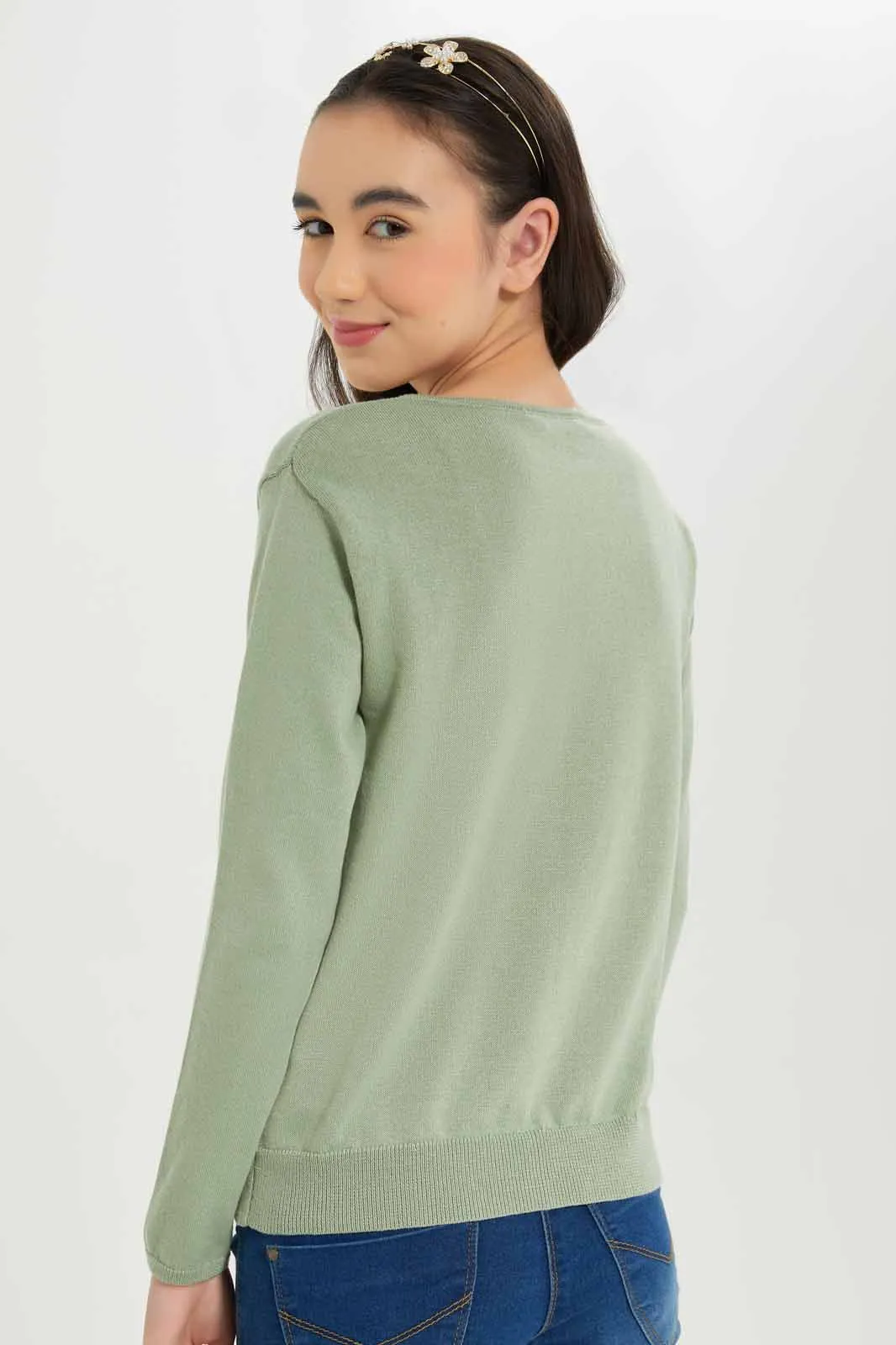 Senior Girls Mint Cardigan