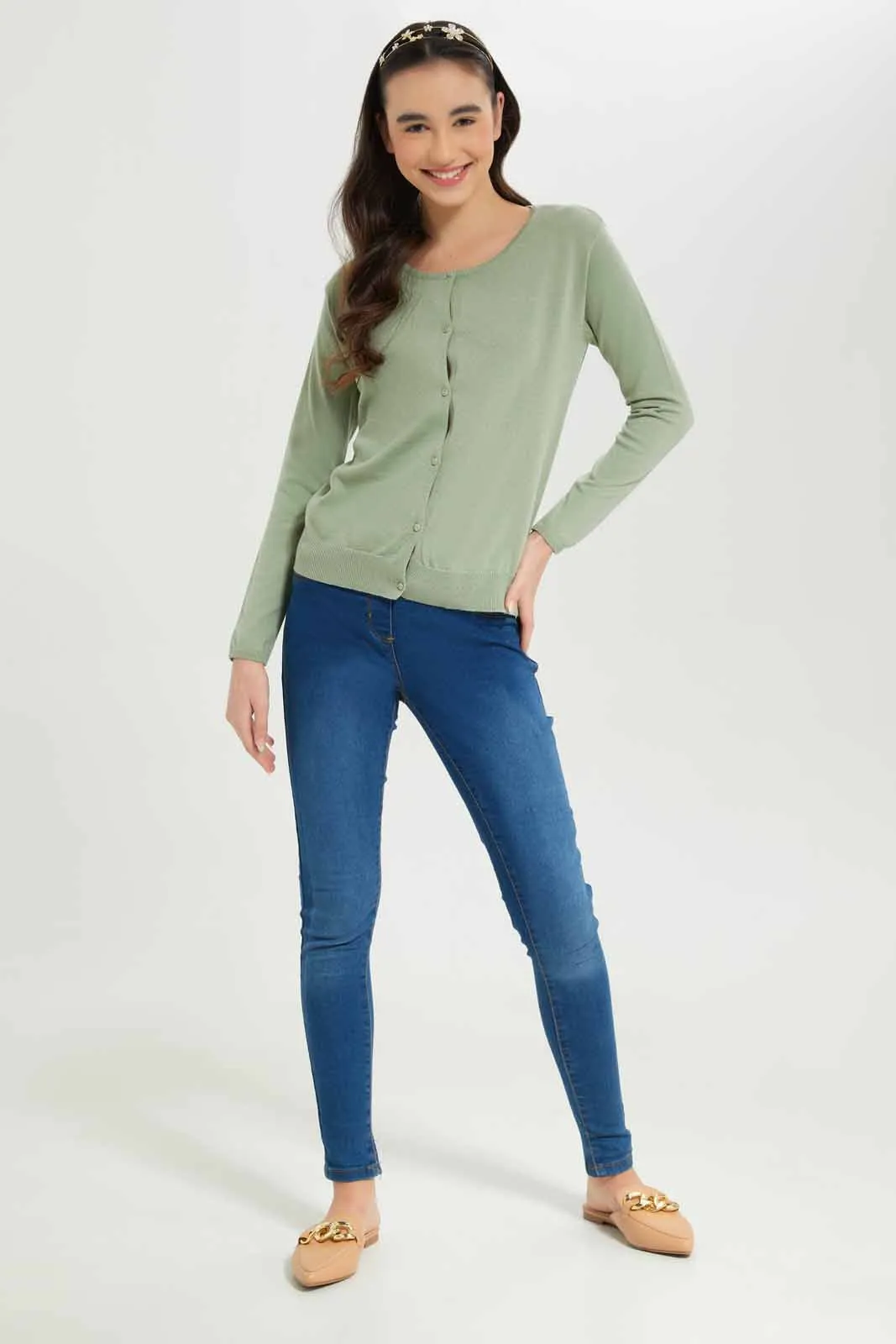 Senior Girls Mint Cardigan