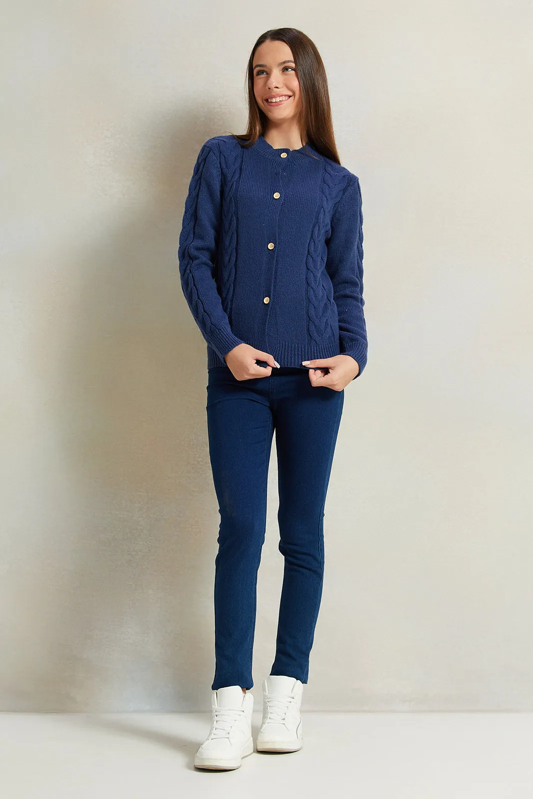 Senior Girls Navy Knitted Cardigan