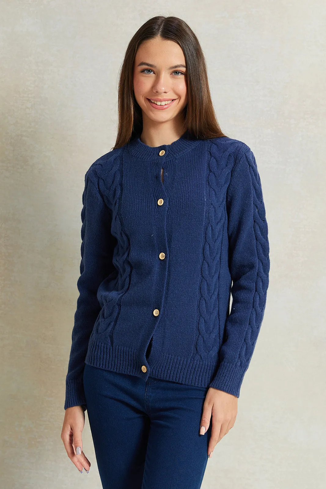 Senior Girls Navy Knitted Cardigan