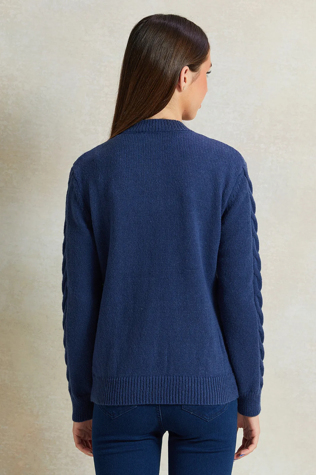 Senior Girls Navy Knitted Cardigan