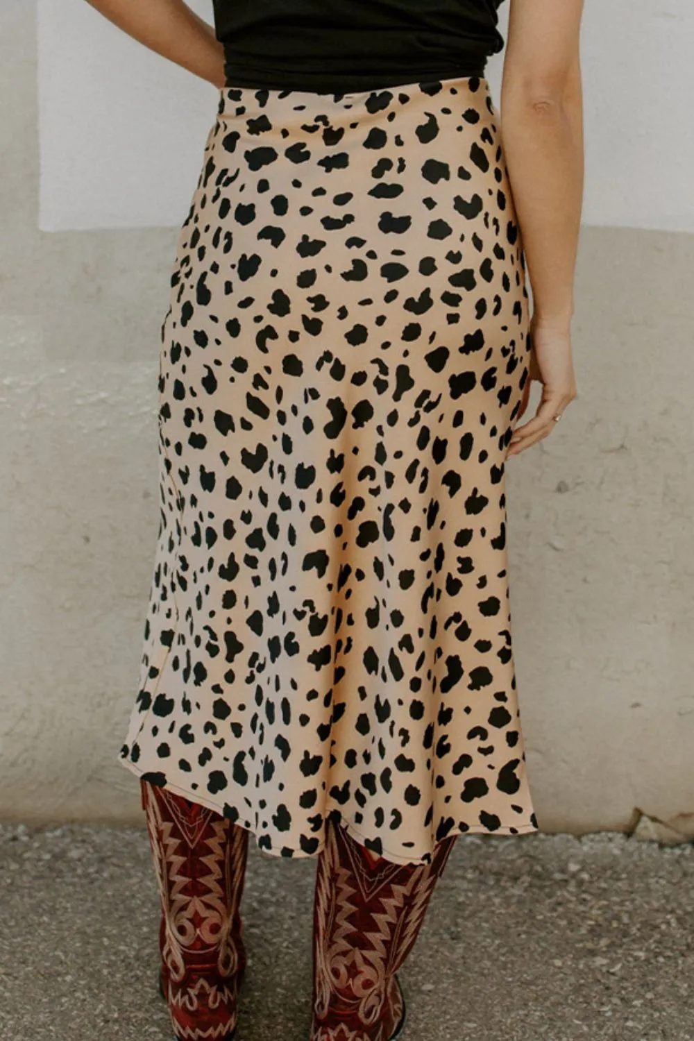 Slit Printed Midi Skirt