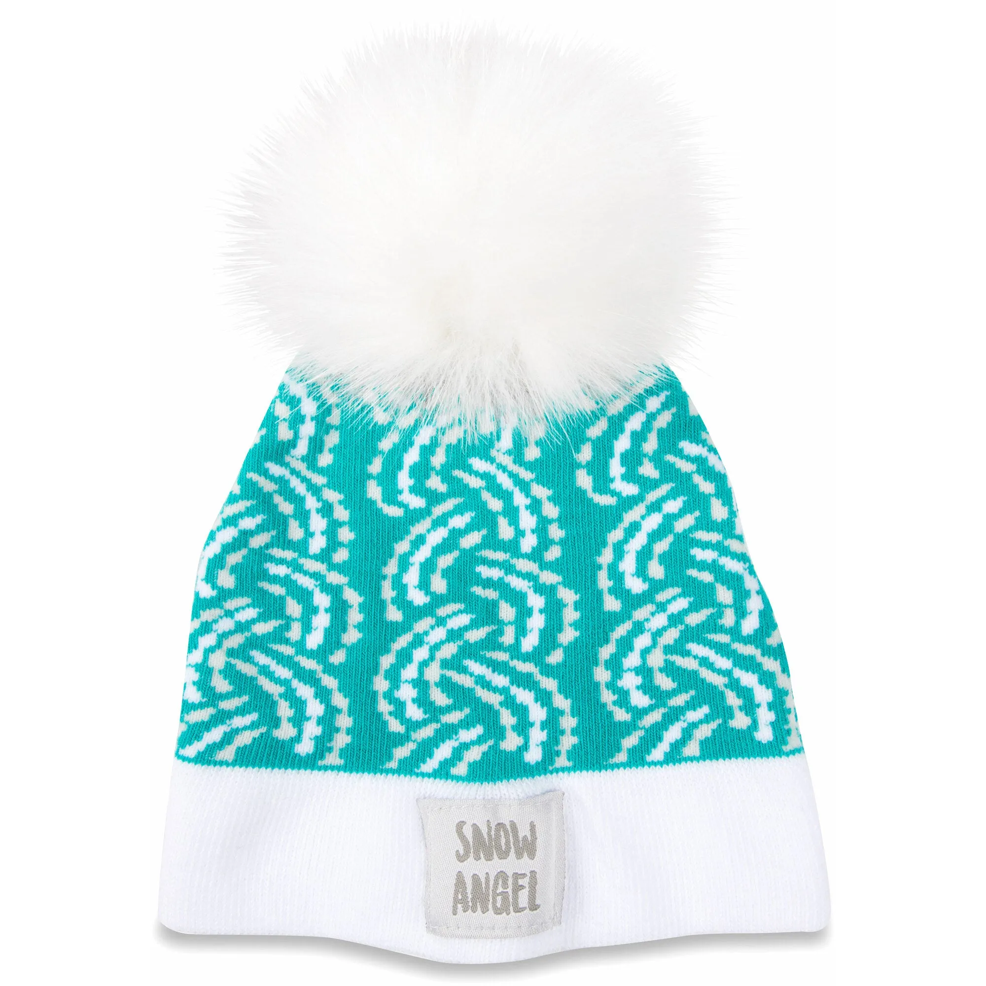 Snow Angel Teal Knit Pom Pom Hat