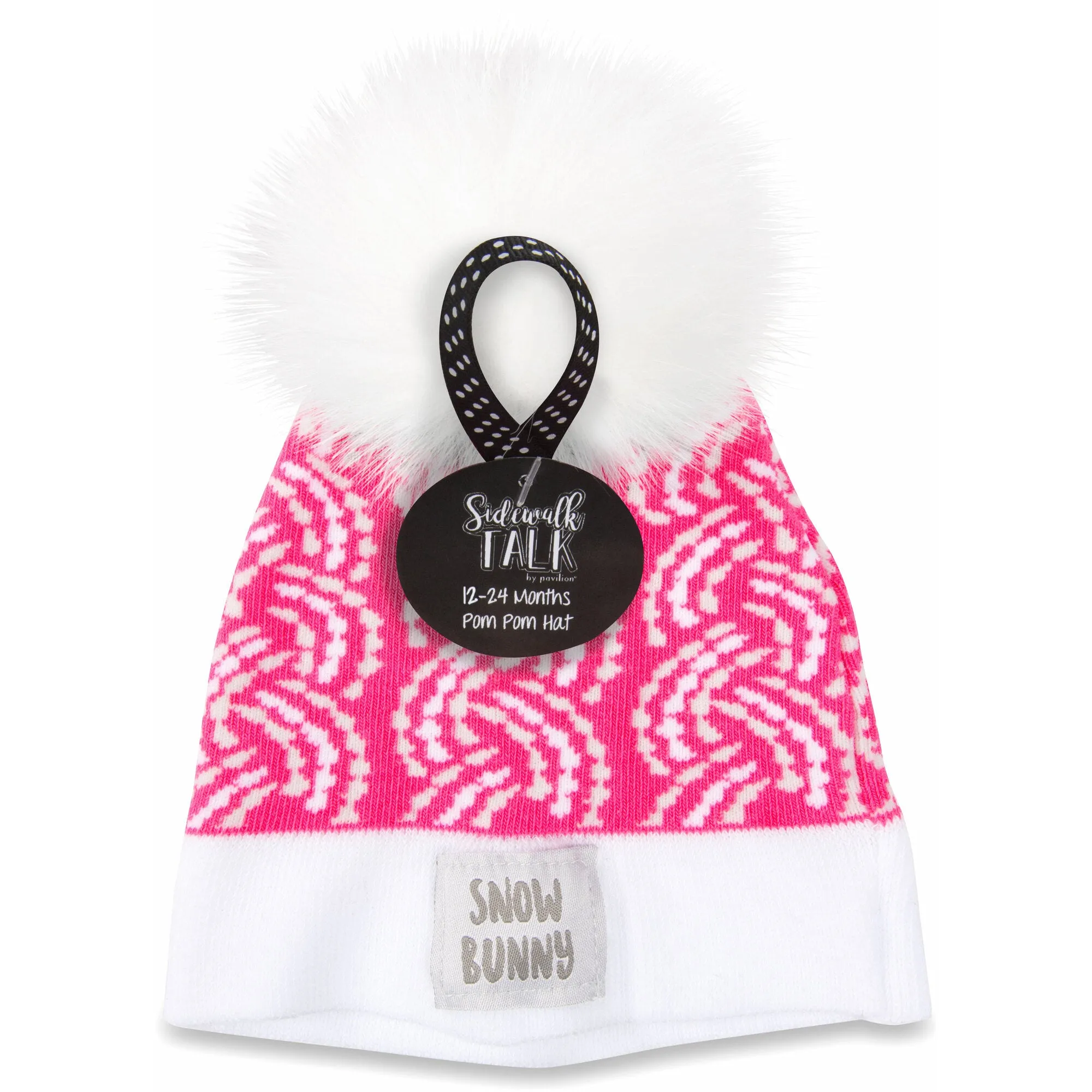 Snow Bunny Pink Knit Pom Pom Hat