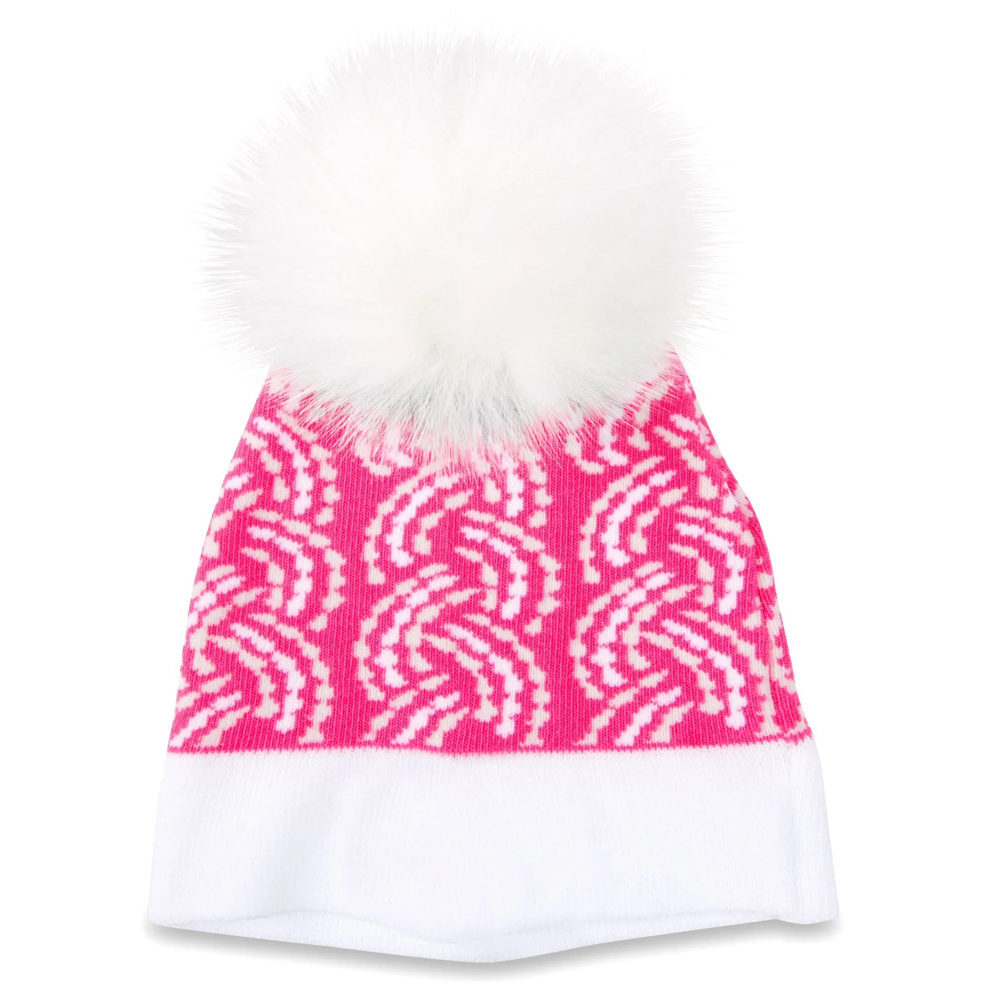 Snow Bunny Pink Knit Pom Pom Hat