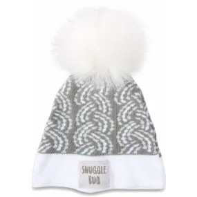 Snuggle Bug Gray Knit Pom Pom Hat