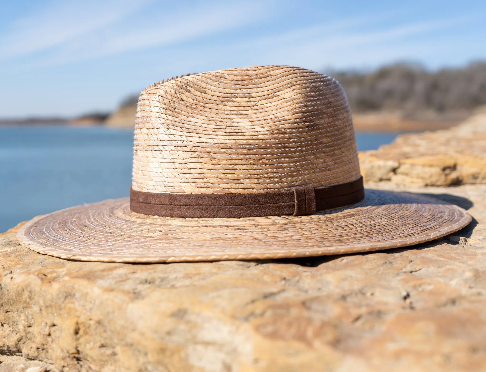 South Beach Palm Wide Brim Sun Hat - Dark