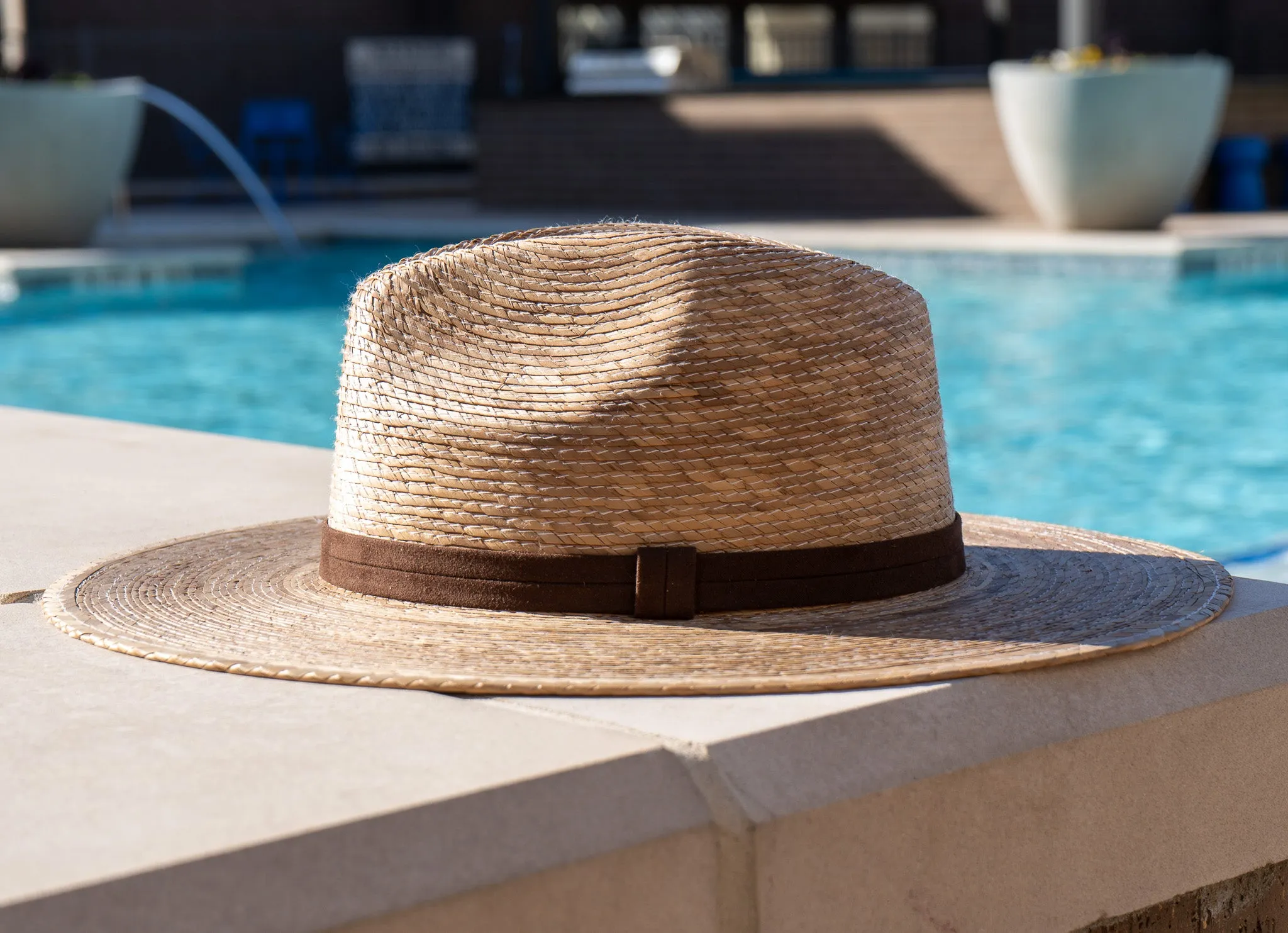 South Beach Palm Wide Brim Sun Hat - Dark