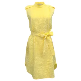 Stella McCartney Yellow Jacquard Sleeveless Dress with Tie Belt