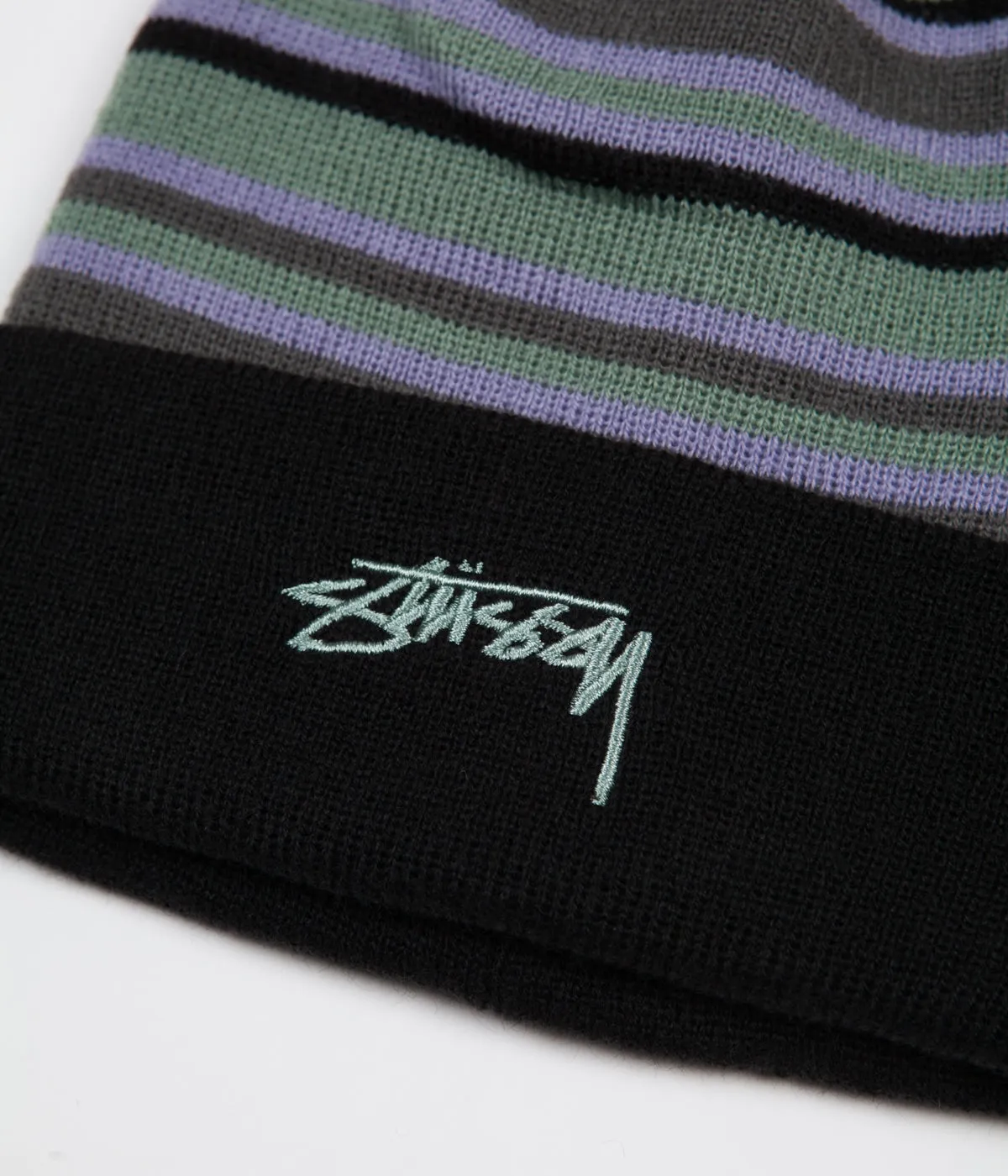 Stussy Multi Color Striped Cuff Beanie - Black