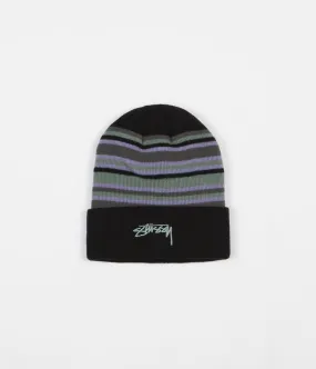 Stussy Multi Color Striped Cuff Beanie - Black