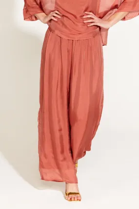 SUNLIGHT AND SHADOW SILK PANT - Burnt Rose