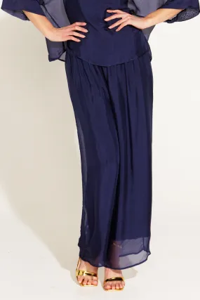 SUNLIGHT AND SHADOW SILK PANT - Navy