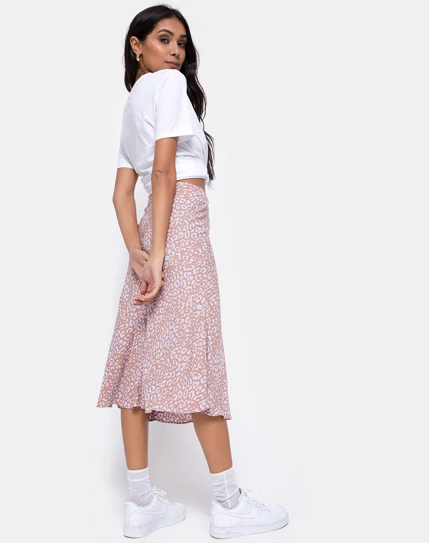 Tauri Midi Skirt in Leopard Spot