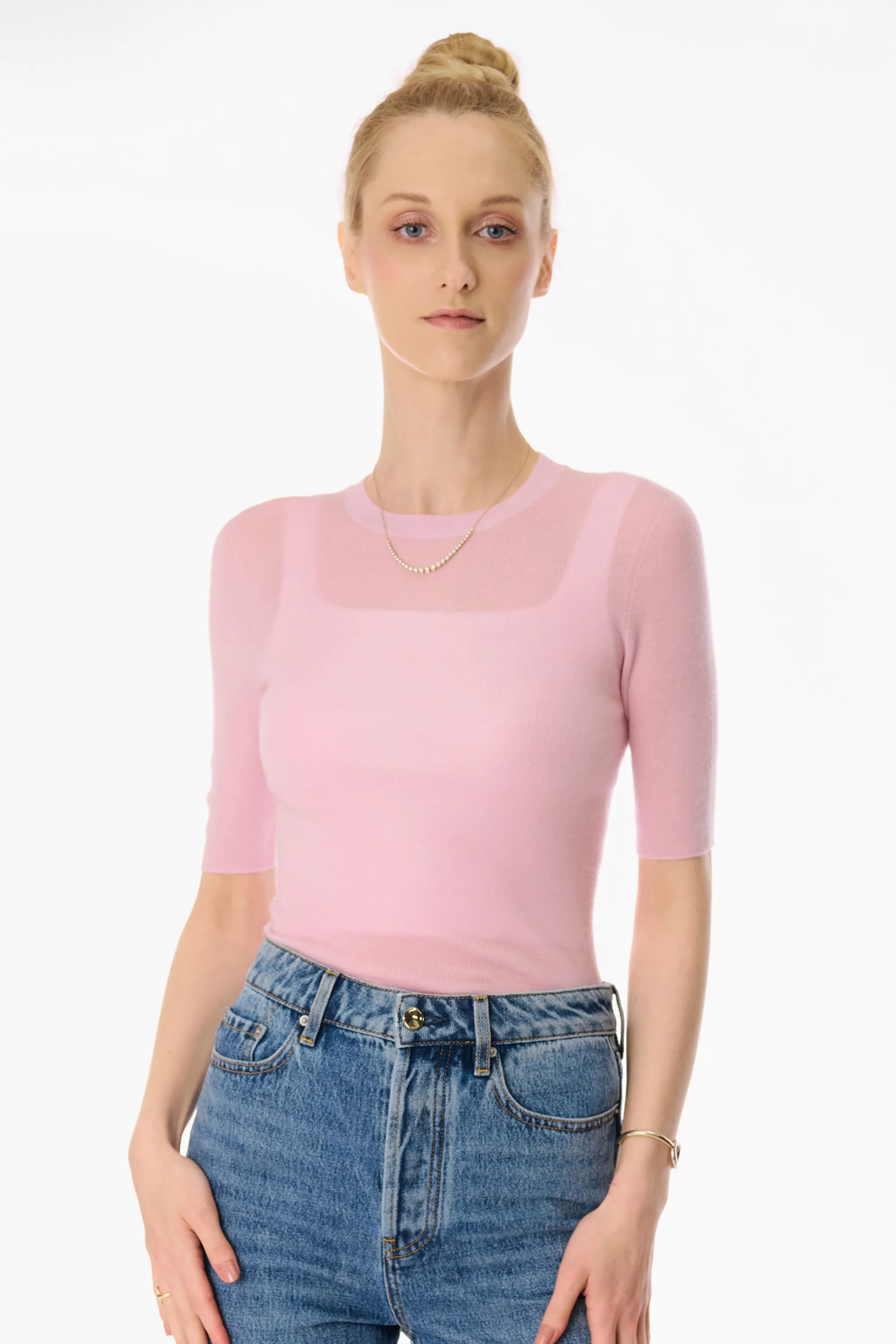 TAYLOR seamless mid-sleeves top (Pink)