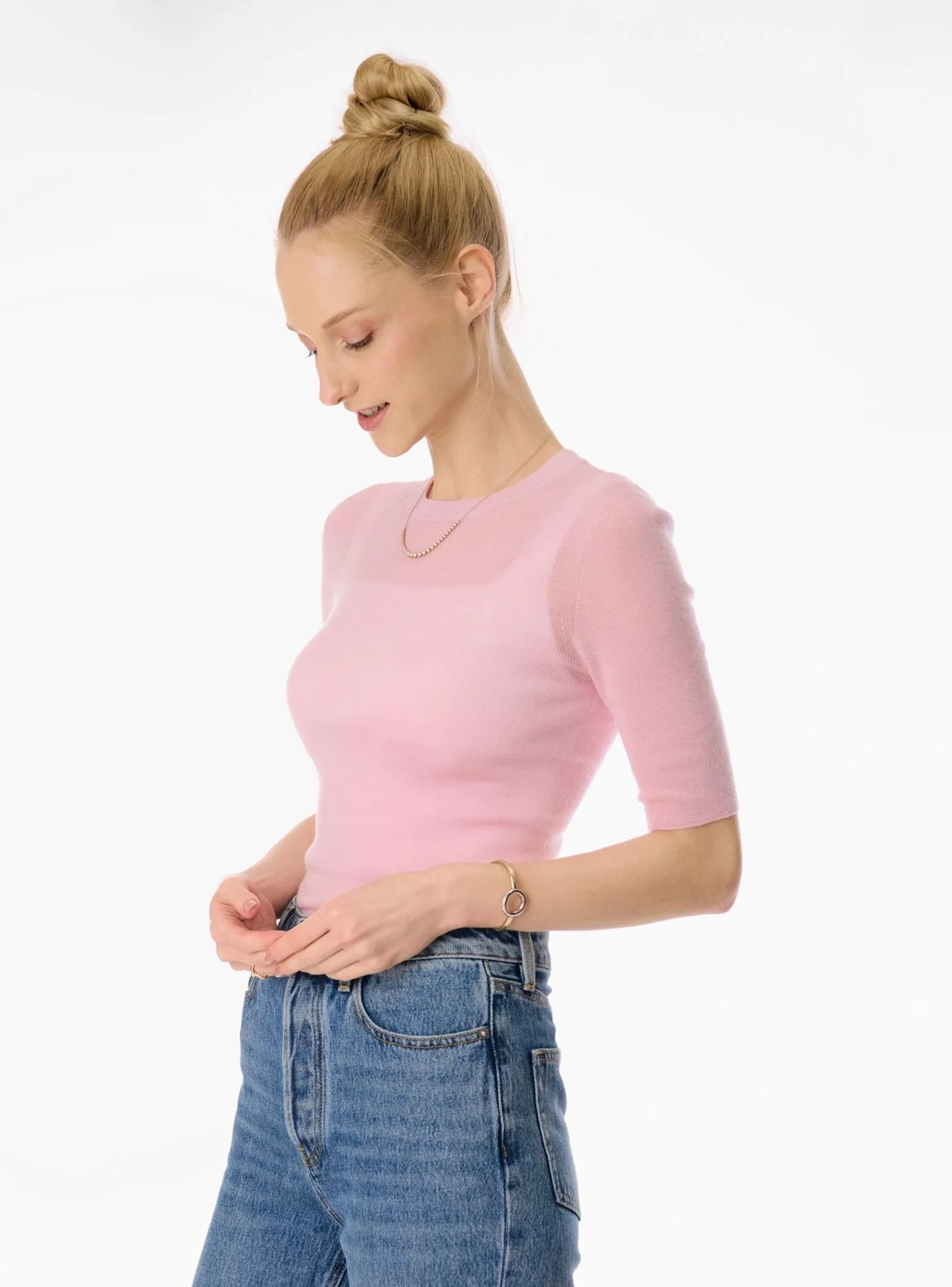 TAYLOR seamless mid-sleeves top (Pink)