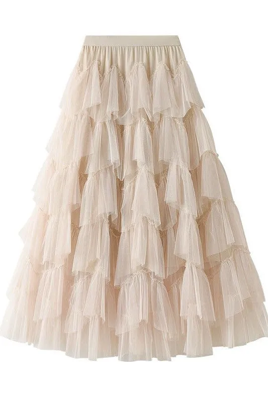 TEEK - Tiered Chiffon Midi Skirt