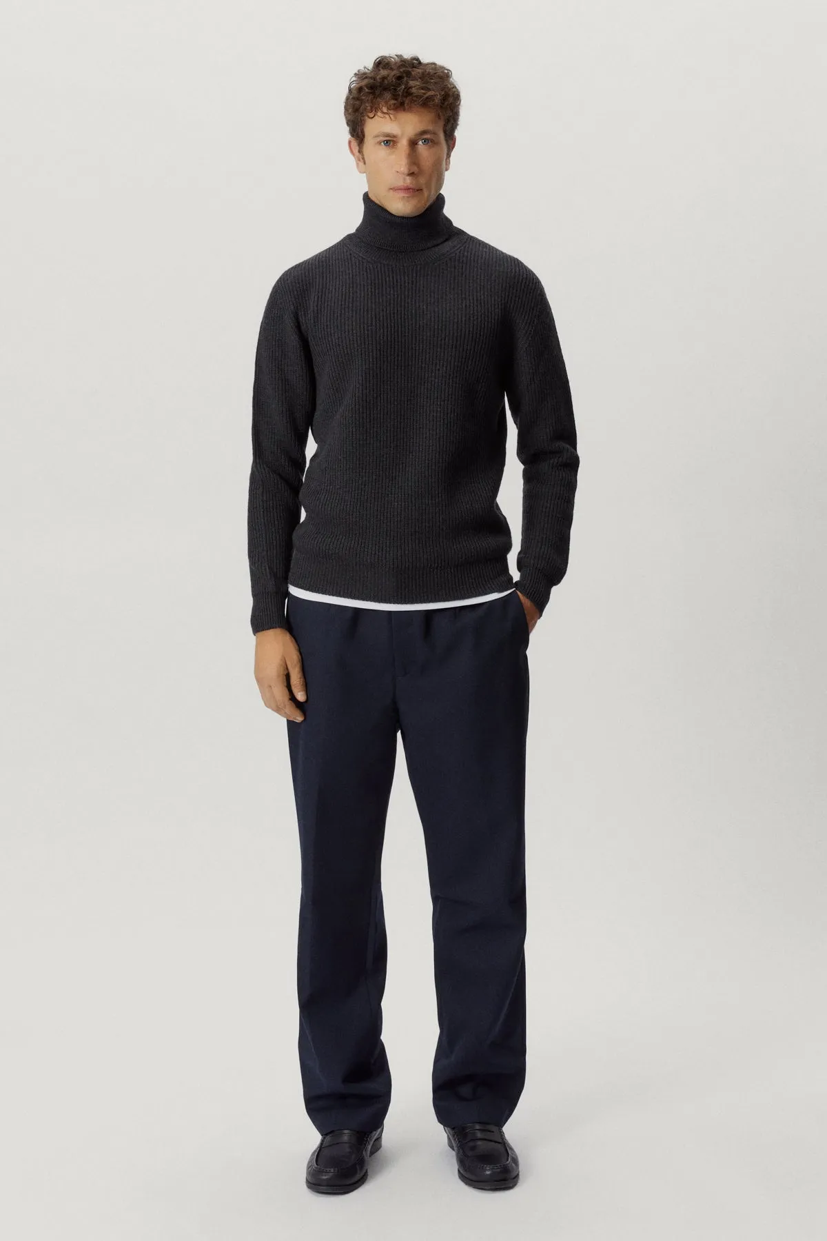 The Merino Wool Ribbed High-Neck