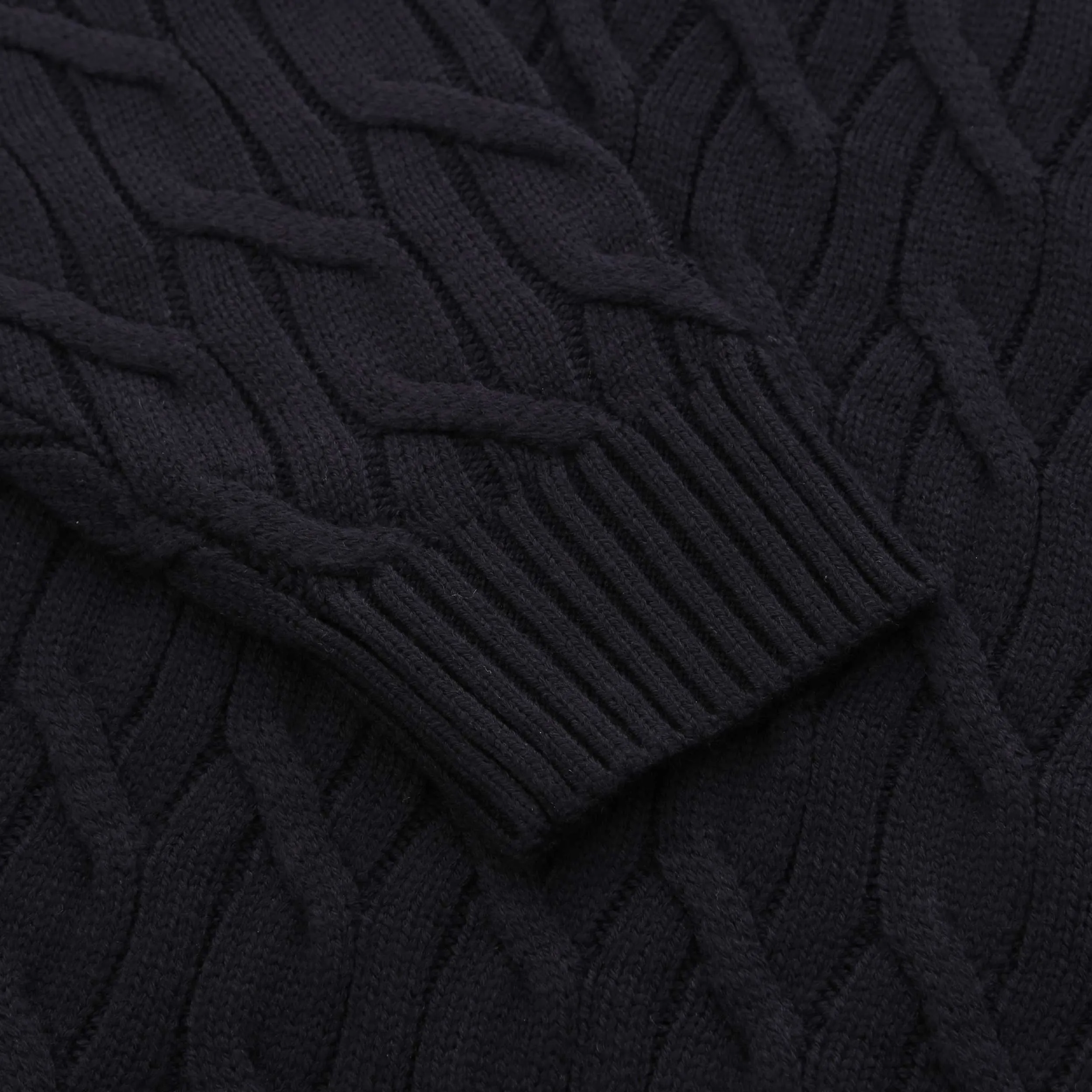 Thomas Maine Heavy Cable Knit Roll Neck in Navy