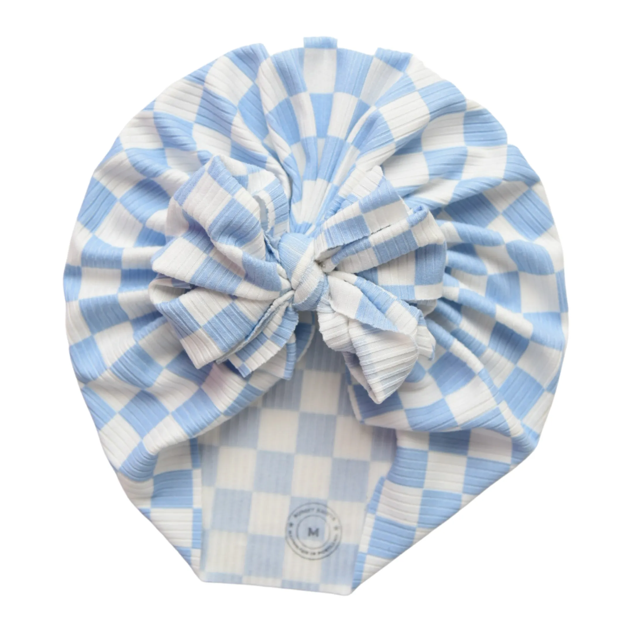 Tollie | Dutch Blue Checkerboard | Brushed Rib Headwrap