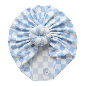 Tollie | Dutch Blue Checkerboard | Brushed Rib Headwrap