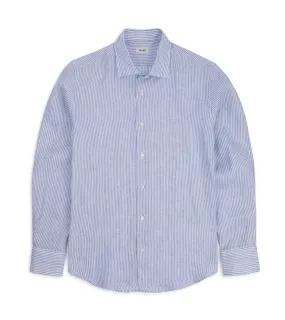 Trunk Audley Irish Linen Bengal Stripe Shirt: Blue