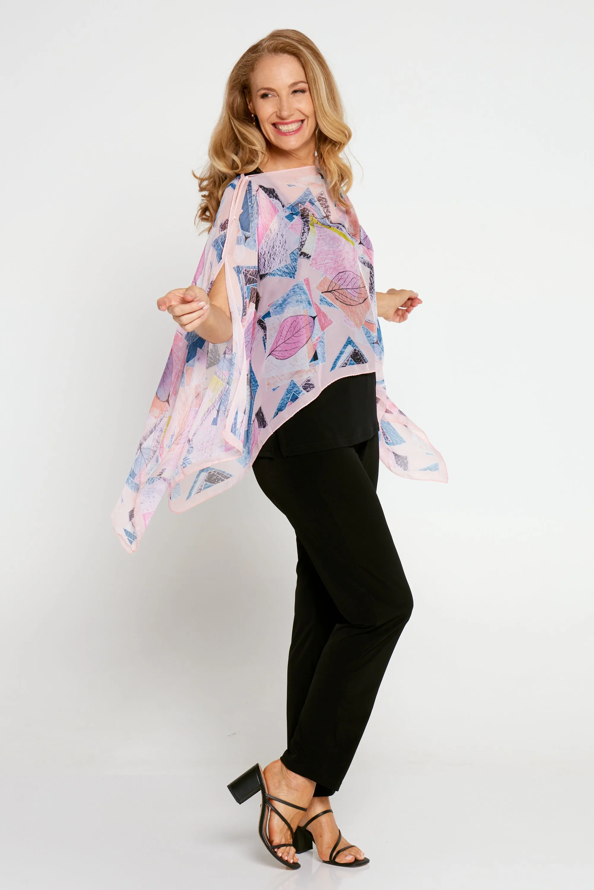 Two Way Chiffon Shawl - Pink Collage