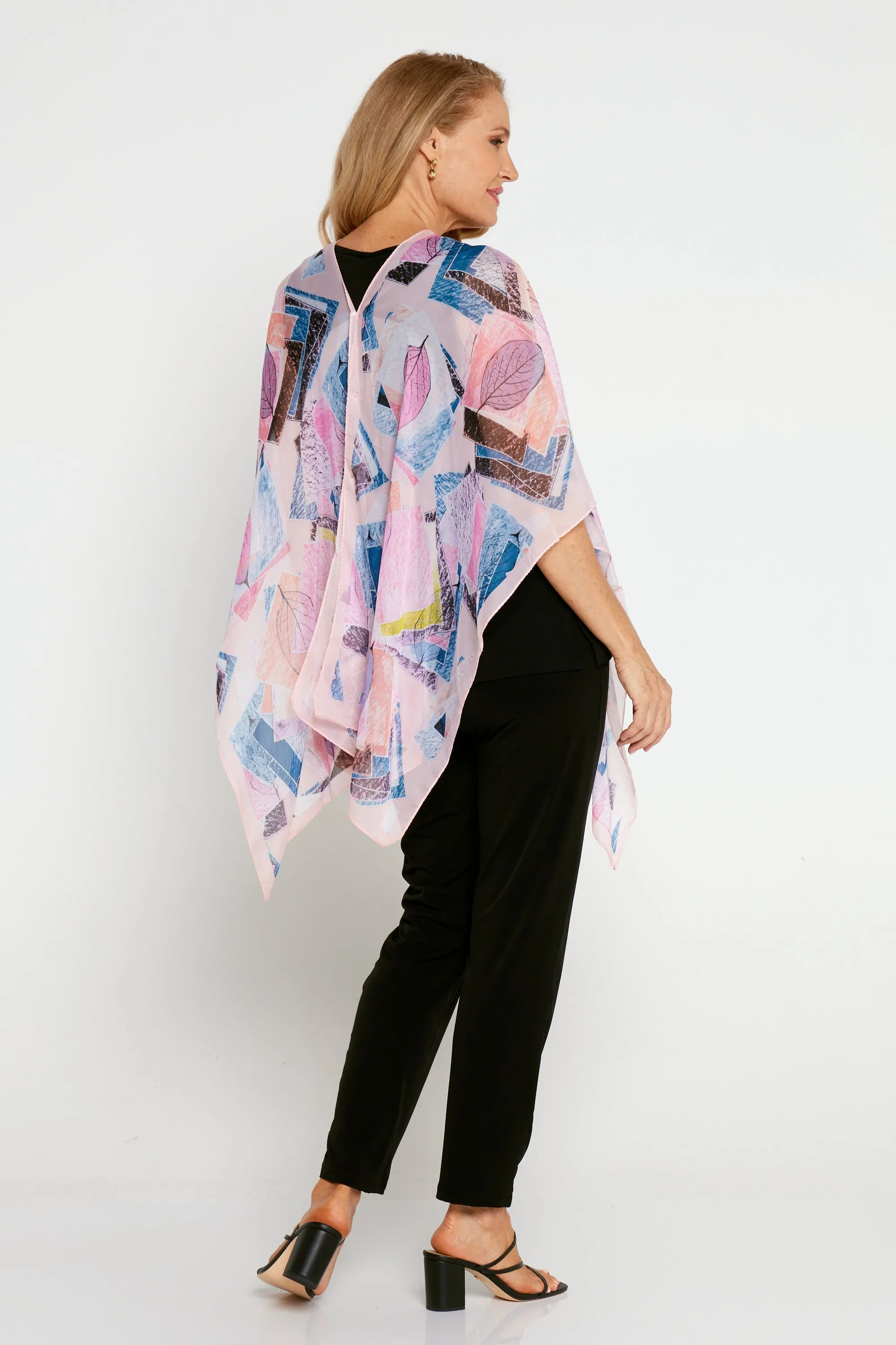 Two Way Chiffon Shawl - Pink Collage