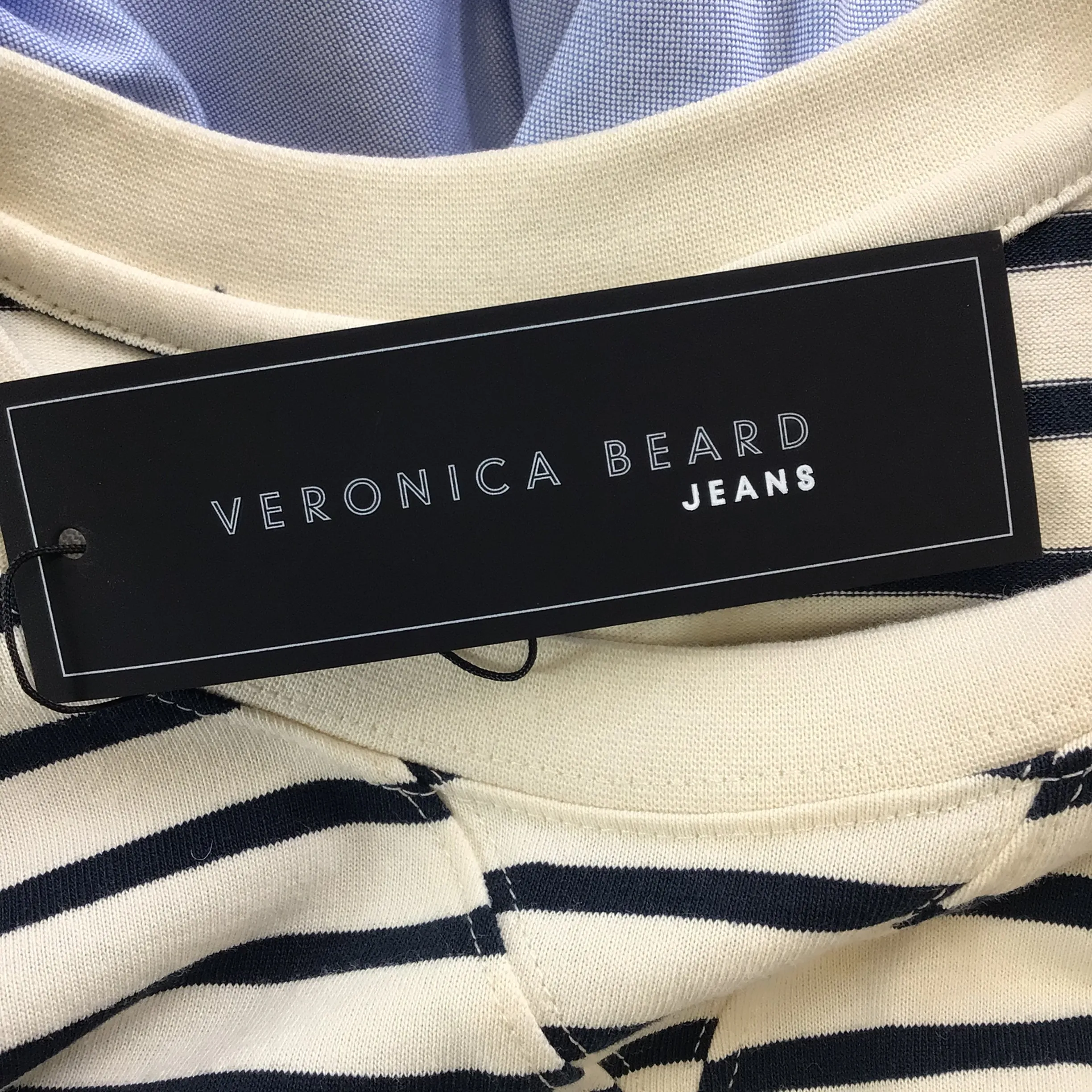 Veronica Beard Ecru / Navy Laszlo Tie-Waist Dress