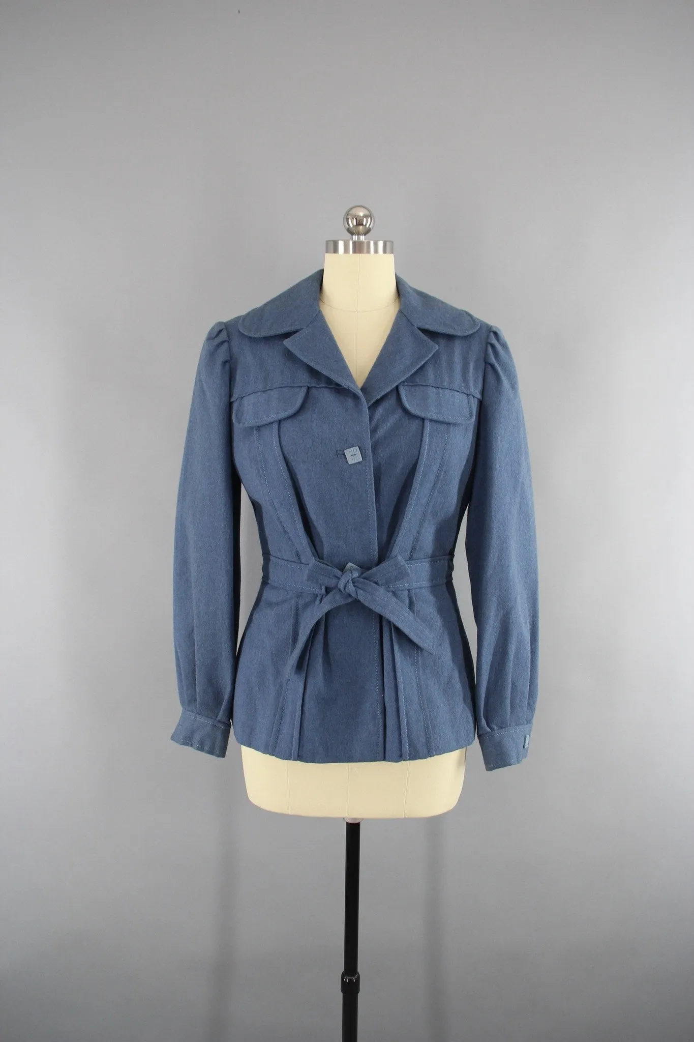 Vintage 1940s Wool WWII Women's Military Style Jacket Coat